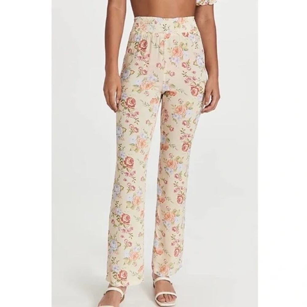 XS WeWoreWhat Floral Vintage Drape Smocked Flair Pants NWT